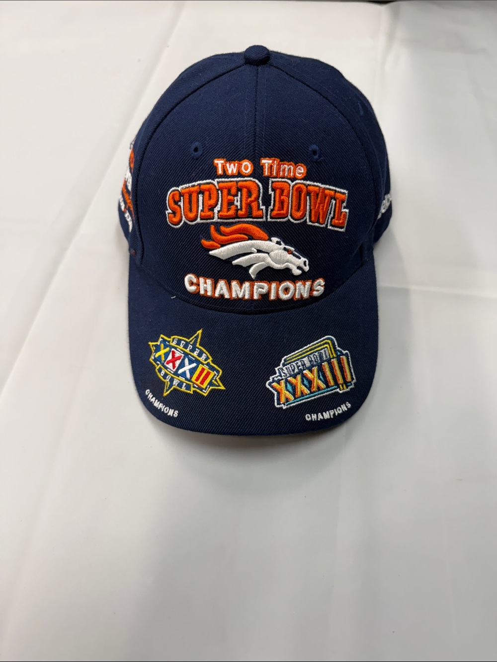 Reebok Navy Blue Denver Broncos Super Bowl Champions Hat with Orange Accents
